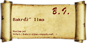 Bakró Ilma névjegykártya
